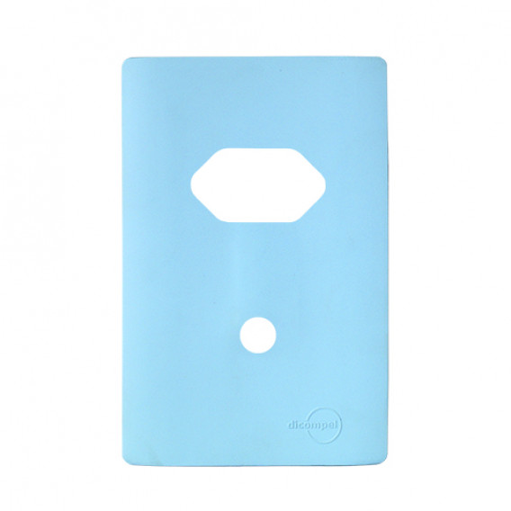 Placa p/ 1 Tomada + Furo 4x2 - Novara Especiais Celeste